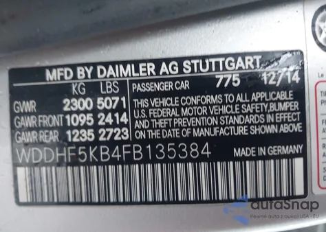 2015 Mercedes-Benz E 350 from USA, damaged, VIN WDDHF5KB4FB135384